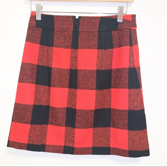J.Crew Factory Wool-blend Red Buffalo check skirt - Picture 8 of 9